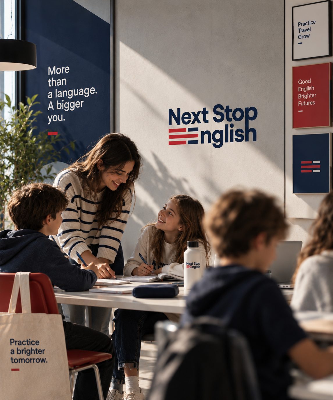 Next Stop English — classroom signage
