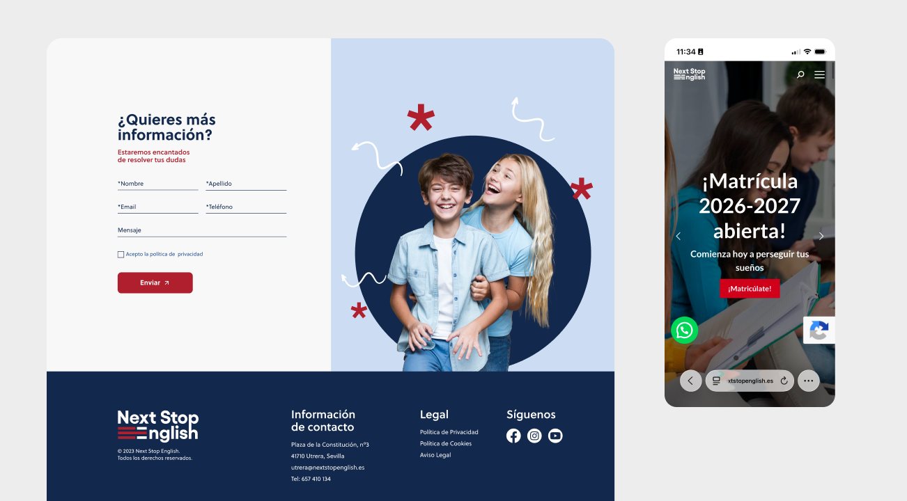 Next Stop English — enquiry form and mobile