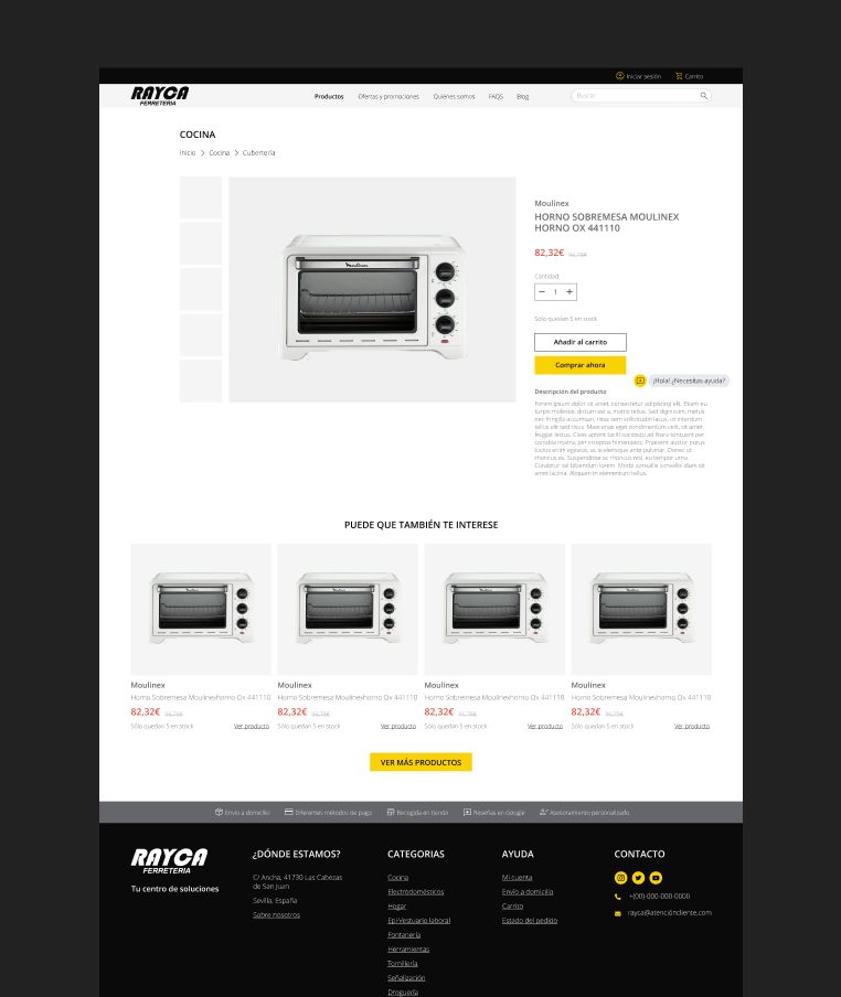 Rayca — product detail page